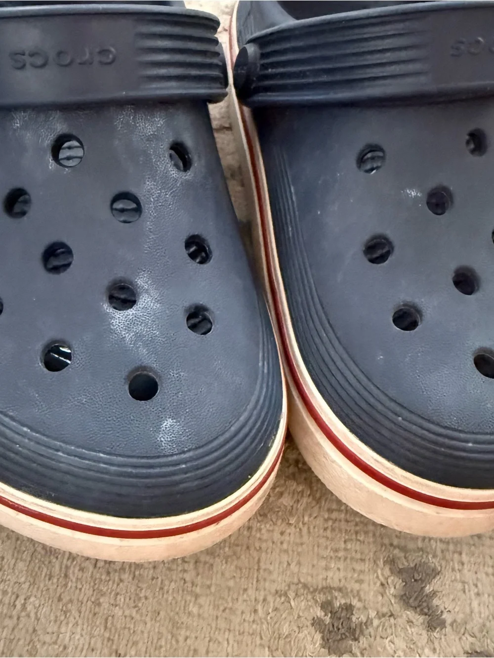 CROCS Navy Blue Kids Clogs with Heel Strap preschool/toddler size 11